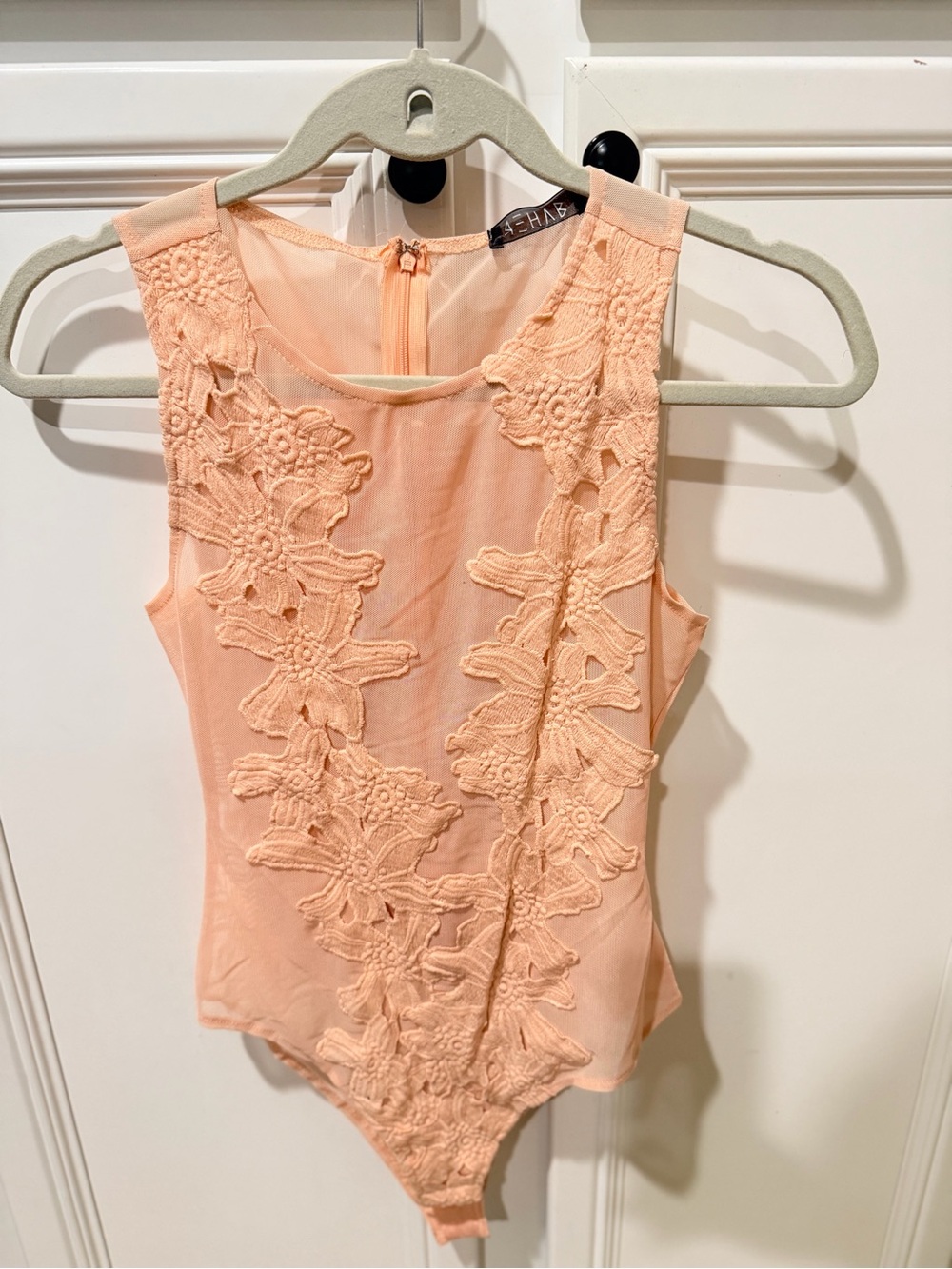 Rehab Peach Lace-Front Sleeveless Bodysuit